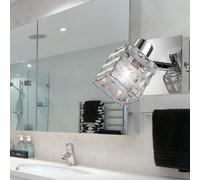 Applique murale orientable argentée, spot mural d'intérieur, abat-jour en maille d'aluminium, H x L x P 12,5 x 9 x 11 cm