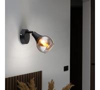 Applique Murale Spot En Verre Fumé Métal Noir 9x14cm