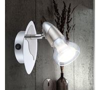 Applique Murale Spot Lampe LED Chrome Verre Mat Nickel Projecteur Pivotant