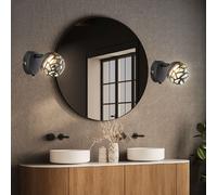 Applique murale applique spot mural Lampe de lecture LED avec spot mobile, métal gris, 1x LED 4W 220 lm blanc chaud, HxLxA 12x8x14 cm, lot de 2