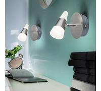 Applique, applique, spot mural, spot, veilleuse, spot mobile, métal nickel satiné mat, 1x LED 5W 300Lm blanc chaud, LxHxP 12x14x13 cm, lot de 2