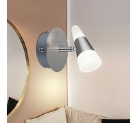 Applique, applique, spot mural, spot, veilleuse, spot mobile, métal nickel satiné mat, 1x LED 5W 300Lm blanc chaud, LxHxP 12x14x13 cm