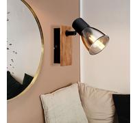 Applique murale spot mural couloir lumière chambre lampe bois métal marron foncé