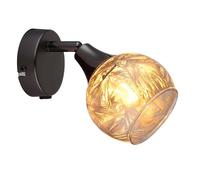 Applique murale, spot mural, éclairage de couloir, E14, verre dépoli, chrome noir, orientable, H 14 cm