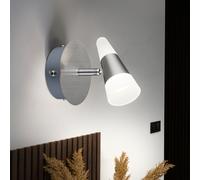 Applique, applique, spot mural, spot, veilleuse, spot mobile, métal nickel satiné mat, 1x LED 5W 300Lm blanc chaud, LxHxP 12x14x13 cm