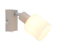 Applique murale, spot orientable, douille E14, interrupteur, verre opale sablé, H 15,3 cm