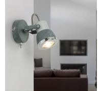 Applique murale spot salon spot avec spot orientable, métal gris pierre, chrome, interrupteur, anneau chromé sur l'abat-jour, 1x GU10, HxLxP 11x8x16 cm