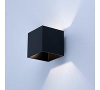 Applique d'intérieur lampe d'escalier applique couloir, effet de lumière haut et bas, design cube, aluminium noir, 1x G9, L 10 cm