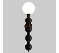 Applique Murale Style années 50, composée de Plusieurs Boules sphériques empilées en Verre Opale, Disponible en Brun Noyer ou Noir Mat. Luminaire Vertical pour Chambre, Salon ou Couloir.