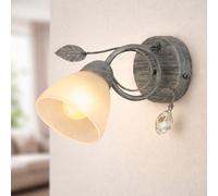 Applique murale style maison de campagne lampe gris antique feuilles spot verre blanc TRIO 200700161