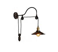 Applique Murale Style Industriel Rétro En Fer Forgé Avec Poulie, Lampe de Chevet Créative Pour Chambre, Couloir, Escalier, Salon - Noir. 20 X 20 X 55 Cm/Noir./22 X 55 Cm