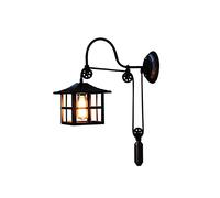 Applique Murale Style Industriel Rétro En Fer Forgé Avec Poulie, Lampe de Chevet Créative Pour Chambre, Couloir, Escalier, Salon - Noir. 20 X 20 X 55 Cm/Noir./20 X 20 X 55 Cm