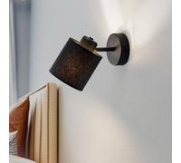 Applique murale Suerte, noir / doré, à 1 lampe, textile, acier Suerte Argon, dimmable, noir, Salon / Salle à manger, Métal, Moderne, Spot