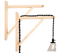 Applique Murale Support Interieur en Bois Naturel, Vintage Rétro Décoration pour lampes de chevet pour hôtel de couloir Maison Bar Café Chambre Salon Sans Ampoule (Lot de 2)