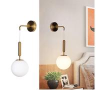 Applique Murale Suspendue Nordique Minimaliste Laiton Doré avec Globe en Verre ""ATENAS"" E27, Ø18 cm