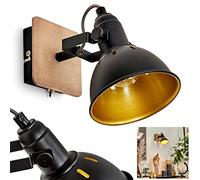 Applique murale Tina en métal/bois noir/chrome/or/marron foncé Lampe réglable rétro vintage effet lumineux et interrupteur marche/arrêt sur le boîtier 1 ampoule E14, ampoule(s) non incluse(s)