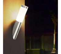 Applique murale torche murale en acier inoxydable pour lampe de jardin extérieure applique balcon, opale, 1x douille E27, DxH 7,8x36,5 cm