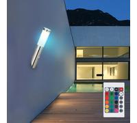 Applique murale en acier inoxydable torche murale extérieur maison détecteur de mouvement, télécommande dimmable, 1x LED RGB 8,5W 806Lm blanc chaud, DxH 7,6x40cm