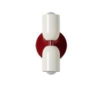 Applique Murale TWIN Crème Double Éclairage Haut et Bas Base Rouge Métal 2 Douilles E27