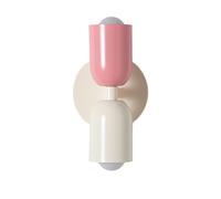 Applique Murale TWIN Rose et Crème Double Éclairage Haut et Bas Base Crème Métal 2 Douilles E27