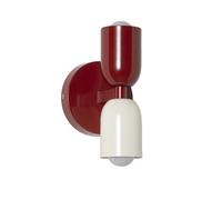 Applique Murale TWIN Rouge et Crème Double Éclairage Haut et Bas Base Rouge Métal 2 Douilles E27