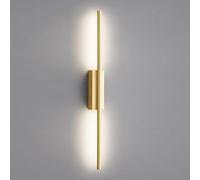 Applique Murale Ultra-Fine en Laiton avec Bande LED, Design flûte cuivrée, Abat-Jour en Acrylique, éclairage Mural linéaire pour la décoration intérieure