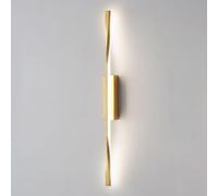 Applique Murale Ultra-Fine en Laiton tressé - LED linéaire cuivrée avec Abat-Jour en Acrylique Blanc - 3 Modes de Couleur pour la décoration intérieure