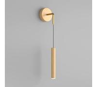 Applique Murale Ultra-Mince à Tube Long, Applique Murale en métal avec Finition Grain de Bois Effet Transfert d'eau, Hauteur réglable, Lampes de Chevet, Appliques murales LED Modernes - 6000 K T-