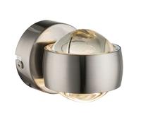 Applique murale Up & Down Projecteur Applique murale Spot sphérique verre clair, argenté, 2x LED 3W 320Lm blanc chaud, LxP 7,5x10cm