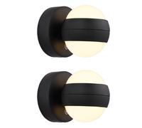 Applique murale Up Down Lampe de salon Batterie USB noire Touchdimmer Boule, plastique, 1x LED 1,4W 90Lm blanc chaud, DxP 10x12,5 cm, 2er Set