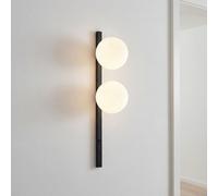 Applique Murale Verre Métal Blanc Noir Interrupteur Salon H:60 cm E14