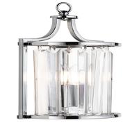 Applique murale Victoria 1 flamme, chrome Avec verre cristal, verre transparent chromé