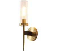 Applique Murale Vintage à 1 lumière avec Abat-Jour cylindrique en Verre Blanc Laiteux, Applique Murale Industrielle Antique avec Finition en Laiton, éclairage Mural intérieur pour Salle de Bain
