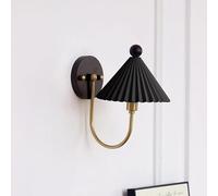 Applique Murale Vintage avec Abat-Jour plissé en céramique, luminaire Mural Noir pour Chambre, Salon et Couloir - Éclairage décoratif élégant pour la Maison
