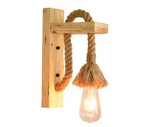 Applique Murale Vintage Corde De Chanvre Applique Murale Base En Bois Abat-Jour En Maille De Fer Luminaire Rétro Éclairage Mural Décoratif pour Loft Restaurant Couloir Salon Couloir