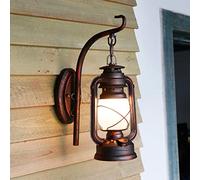 Applique Murale Vintage d'intérieur ou d'extérieur, Style rétro, Peinture en métal, Couleur, avec Abat-Jour en Verre, Lanterne Murale pour Couloir, Lampe de Jardin, E27