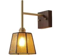 Applique Murale Vintage en Bois de Style Ferme, idéale pour Les locataires, Abat-Jour en Verre, Style Rustique Industriel, luminaire de Chevet Moderne et câblé, idéal pour Une Chambre, Un Salon,