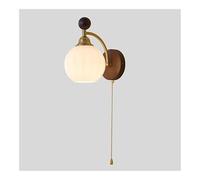 Applique Murale Vintage en Bois - Luminaire Rustique de Ferme avec Abat-Jour en Verre, Applique Murale câblée à chaînette, Applique Murale d'intérieur pour Chambre à Coucher, Salon, éclairage de