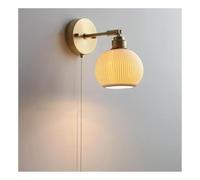 Applique Murale Vintage en céramique Blanche du Milieu siècle Moderne Laiton avec Bras réglable, Interrupteur Cswitch, luminaire Mural for Couloir de Ferme Nordique, Chambre à Coucher/Rond, C(Round)