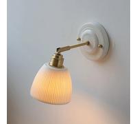 Applique Murale Vintage en céramique, dôme en Laiton, Style Nordique Moderne, luminaire Mural Blanc pour Salle de Bain, Miroir, Salon, Chambre à Coucher