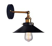 Applique murale vintage en forme de parapluie, LemonBest® - Industrielle - Lampe Edison E27 de 21 cm de diamètre - Métal noir (ampoule non incluse)