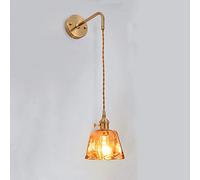 Applique Murale Vintage en Laiton brossé, plafonnier en cuivre avec Abat-Jour Rotatif, Mini luminaire Mural Moderne en Verre ambré pour Chevet, Salon, Porche, Couloir