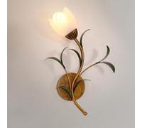 Applique Murale Vintage en métal Vieilli avec Abat-Jour en Verre en Forme de Fleur, Applique de Chevet, luminaire E14, Appliques murales industrielles rétro pour Chambre et Couloir.