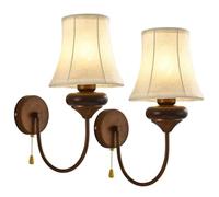 Applique Murale Vintage en Tissu imprimé avec Interrupteur E14, Abat-Jour en Tissu Blanc, luminaire de Salle de Bain, de Cuisine, de Couloir ou de Restaurant.