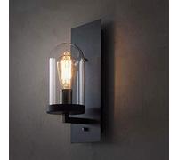 Applique murale vintage en verre - Luminaire mural rustique en métal noir - Lampes murales industrielles - Veilleuses for restaurant, maison, bar, chambre à coucher, chevet, couloir, décoration