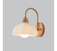 Applique murale vintage en verre opalin pour chambre d'enfant, abat-jour fleuri, style rustique, fixation murale en bois, col de cygne, lampe murale nordique moderne pour table de chevet, salon, por