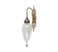 Applique Murale Vintage en Verre rayé, Bronze Antique, avec Abat-Jour en Verre Transparent, Style méditerranéen, luminaire décoratif d'intérieur Turc, idéal pour Un Salon, Un hôtel ou Un Couloir,