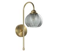 Applique Murale Vintage en Verre Vert et Laiton brossé, Grand Globe, Bras pivotant doré, Style Moderne et Unique, idéal pour Un Salon ou Une Salle de Bain