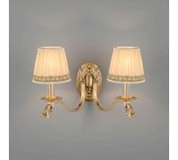 Applique Murale Vintage Française En Laiton Massif, Lampe Murale de Luxe En Or Antique Avec Abat-Jour Élégant En Tissu Plissé Beige, Luminaire D'Intérieur Rétro Classique Pour Chambre À Coucher, Salon