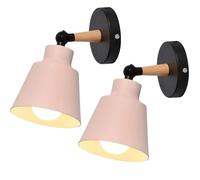 Applique murale - Vintage Industrielle - 2x E27 - Articulée réglable - Rose clair métal & bois